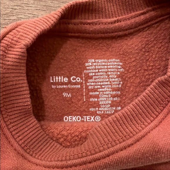 Little Co Baby Colorblock Sweatshirt 9M - Picture 2 of 2